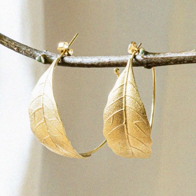 Boucles d'Oreilles Feuilles Or - Bacci - Comptoir Doré
