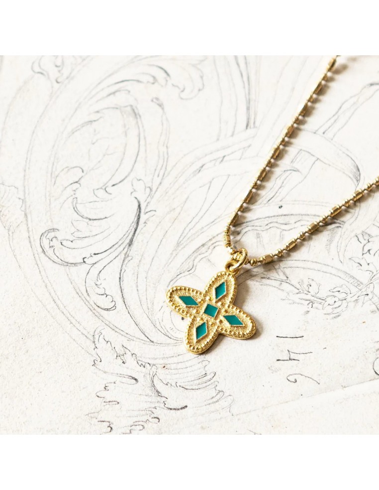 Médaille croix vert émeraude - Bacci - Comptoir Doré