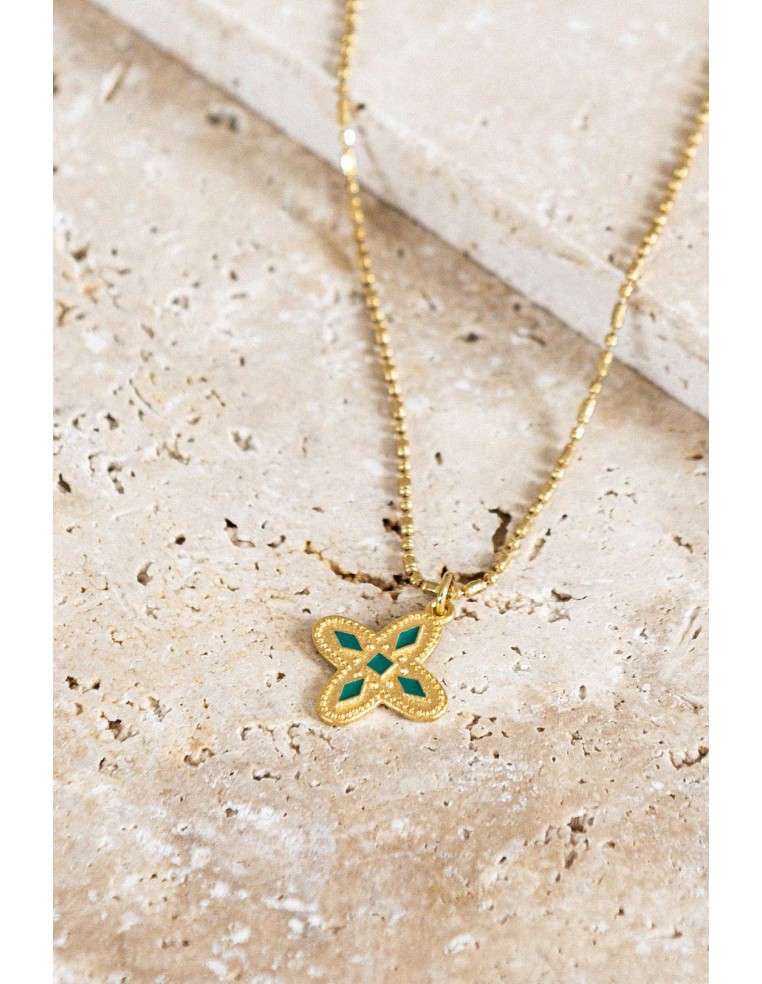 Médaille croix vert émeraude - Bacci - Comptoir Doré