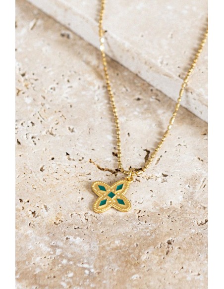 Médaille croix vert émeraude - Bacci - Comptoir Doré