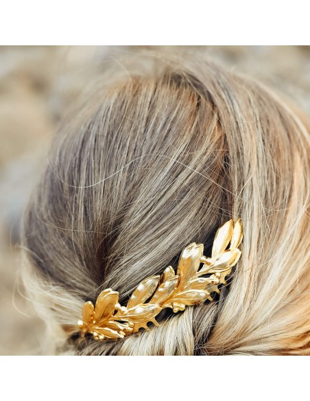 Peigne feuilles d'olivier dorées - Comptoir Doré