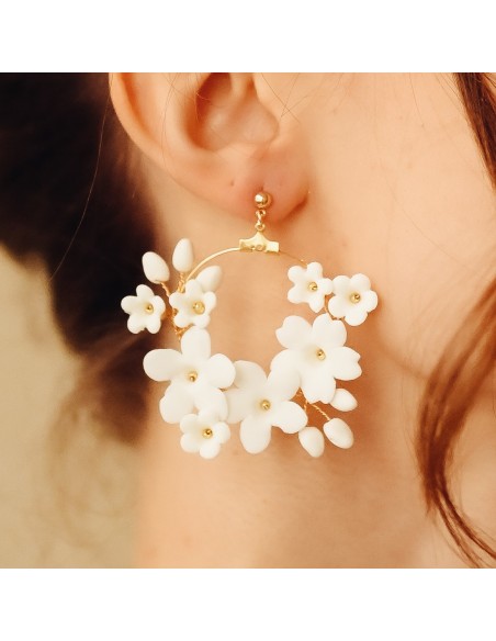 Créoles porcelaine froide Floraison - Coraly T - Les Perles de la Bastide