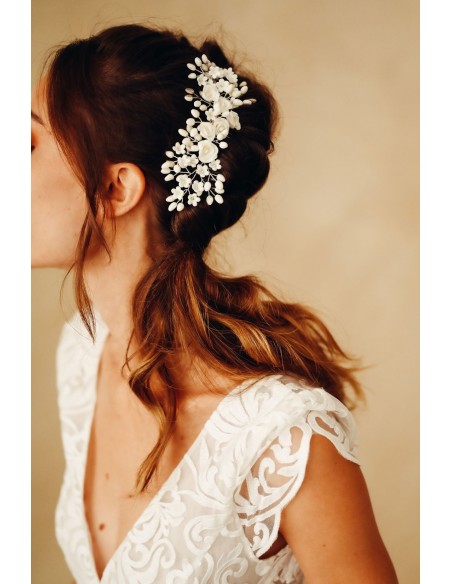 Peigne mariage porcelaine froide - Coraly T - Les perles de la Bastide - Comptoir Doré