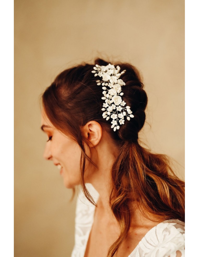 Peigne mariage porcelaine froide - Coraly T - Les perles de la Bastide - Comptoir Doré