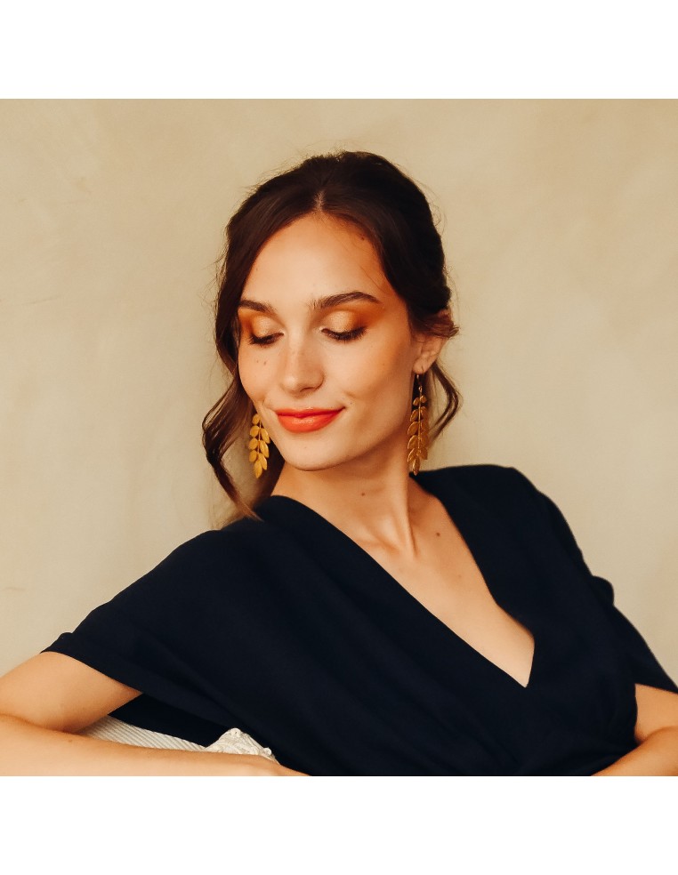Boucles d'oreilles feuilles dorées - Comptoir Doré