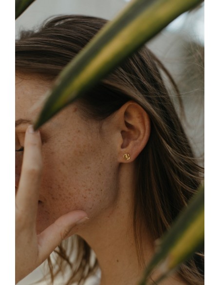 Boucle d'oreilles Pleine Lune - puces d'oreilles rondes plaqué or