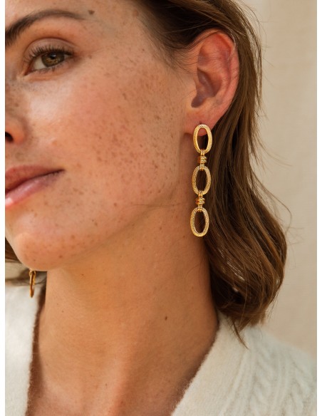 Boucles d’oreilles longues dorées Axelle - Un De Ces Quatre - Comptoir Doré