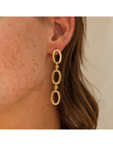 Boucles d’oreilles longues dorées Axelle - Un De Ces Quatre - Comptoir Doré