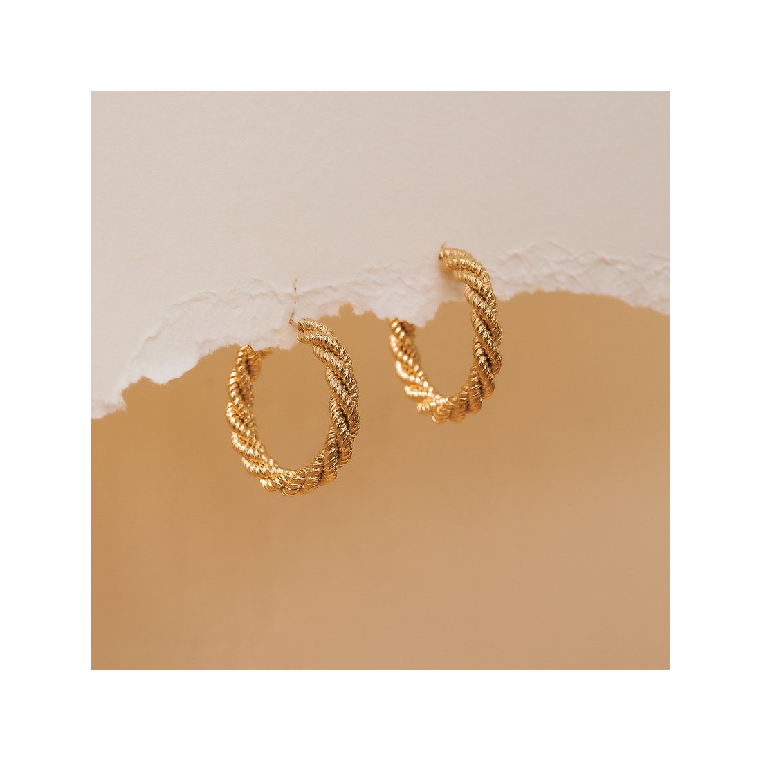 Boucles D'oreilles Créoles Fantaisie Dorées - Lot De 3 Anneaux Pour Oreilles Percées - État Comme Neuf