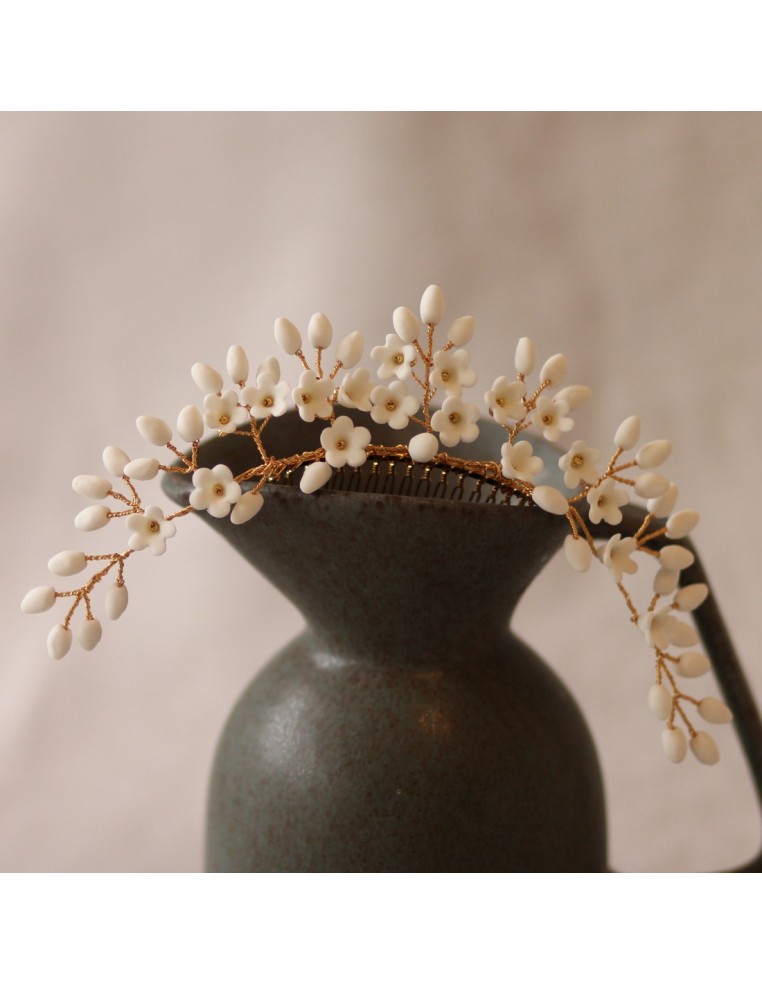 Tiare Mariée Porcelaine Froide Floraison - Coraly T Bijoux - Les Perles de la Bastide