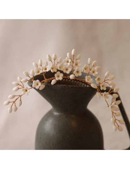 Tiare Mariée Porcelaine Froide Floraison - Coraly T Bijoux - Les Perles de la Bastide