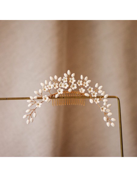 Tiare Mariée Porcelaine Froide Floraison - Coraly T Bijoux - Les Perles de la Bastide