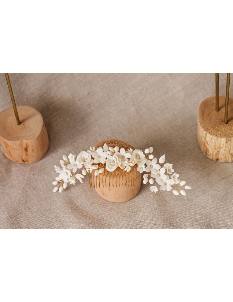 Peigne Roseraie - Coraly T bijoux - Les Perles de la Bastide - Comptoir Doré