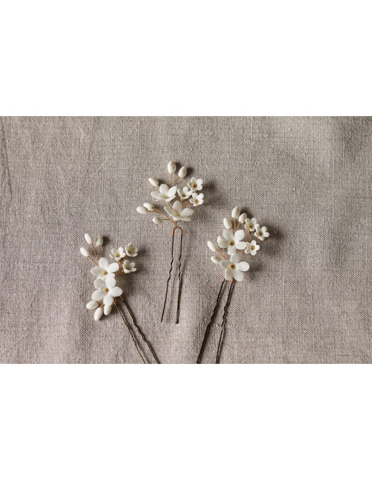 Trio pics à cheveux Floraison - Les Perles de la Bastide - Coraly T Bijoux - Comptoir Doré