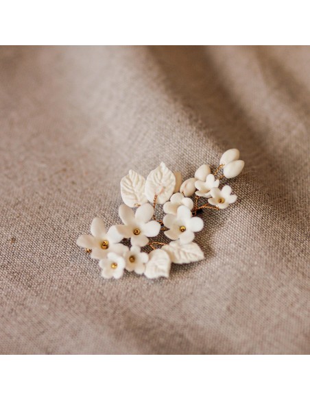 Pince mariée porcelaine froide Coraly T - Les Perles de la Bastide - Comptoir Doré