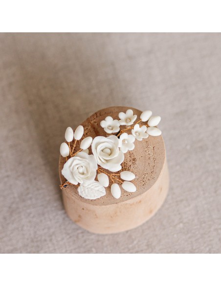 Pince mariée porcelaine froide Coraly T - Les Perles de la Bastide - Comptoir Doré