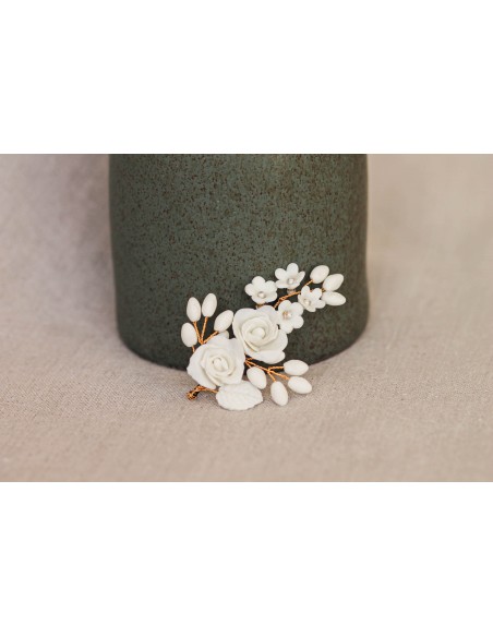 Pince mariée porcelaine froide Coraly T - Les Perles de la Bastide - Comptoir Doré