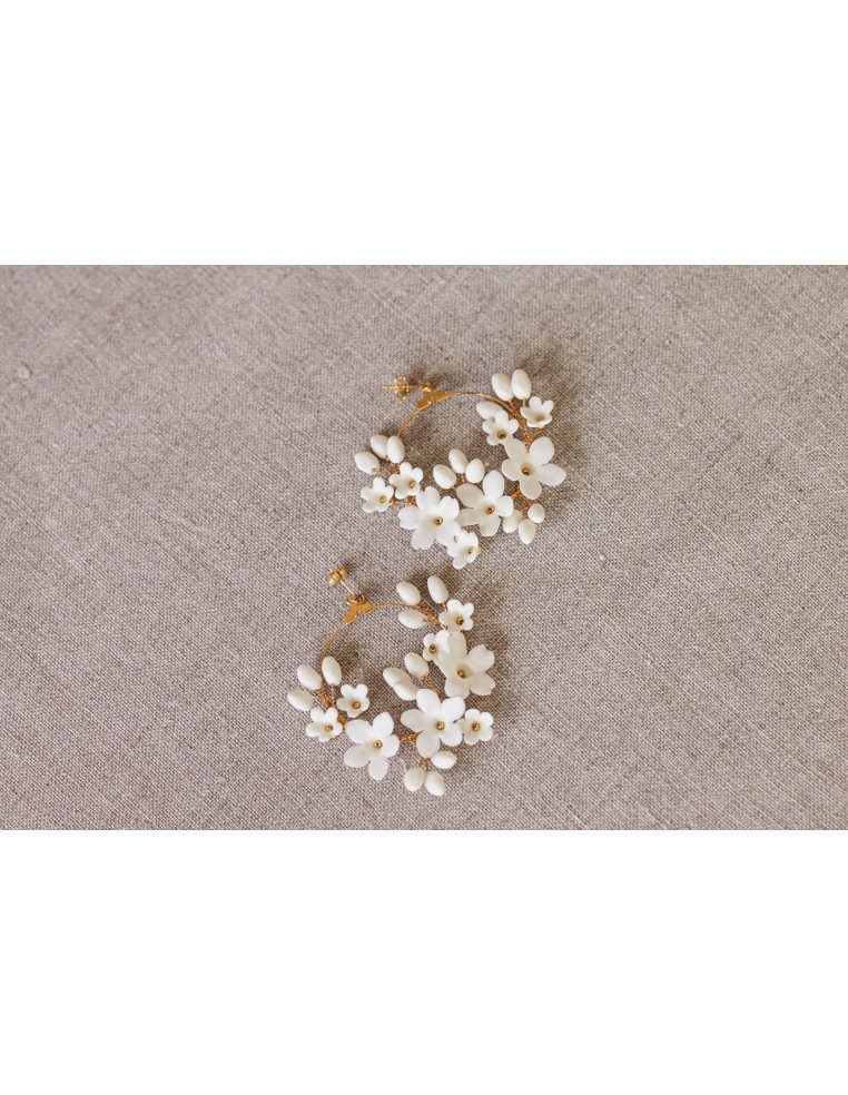 Créoles porcelaine froide Floraison - Coraly T - Les Perles de la Bastide