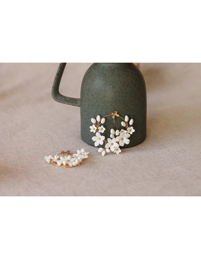 Créoles porcelaine froide Floraison - Coraly T - Les Perles de la Bastide