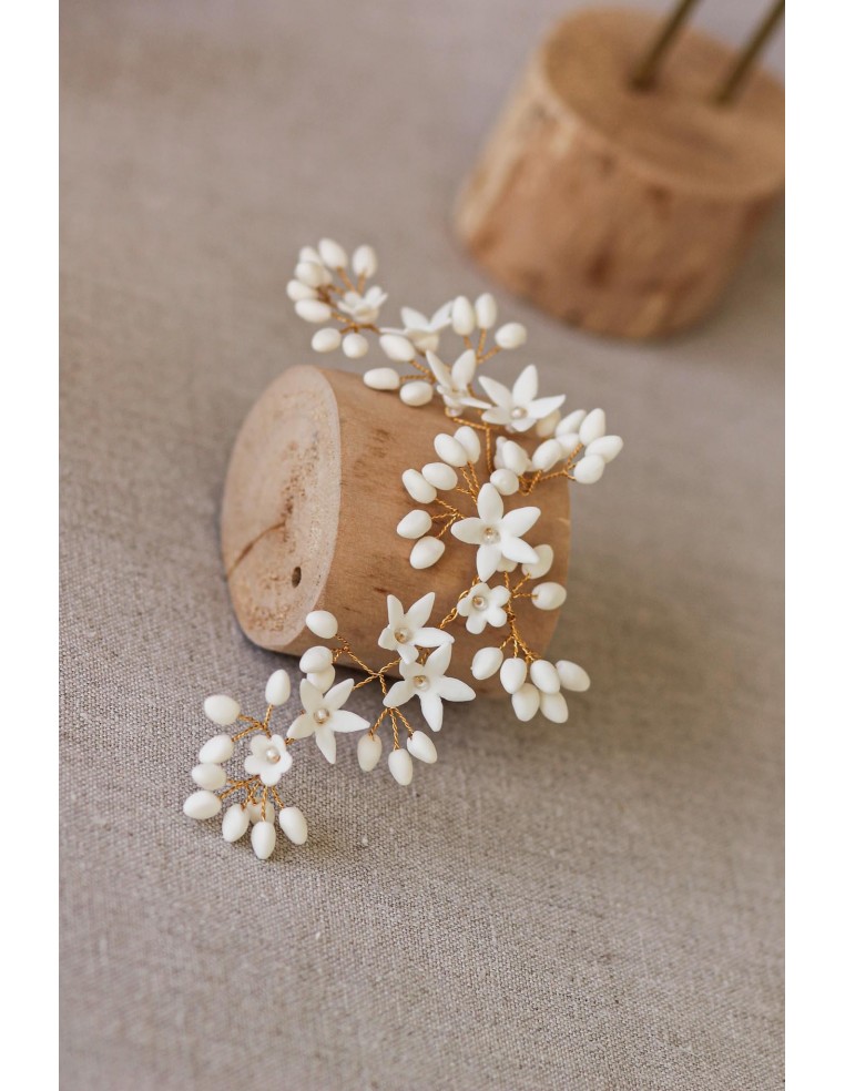 Peigne mariage porcelaine froide - Coraly T - Les perles de la Bastide - Comptoir Doré