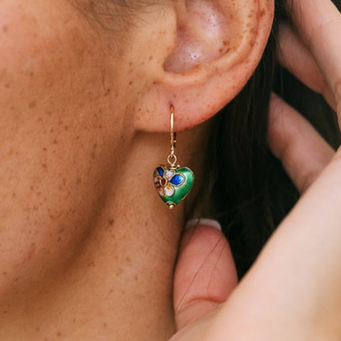 Boucles D'oreilles Pendantes Clips Fantaisie Blanc Ivoire Bronze - Poisson Canard