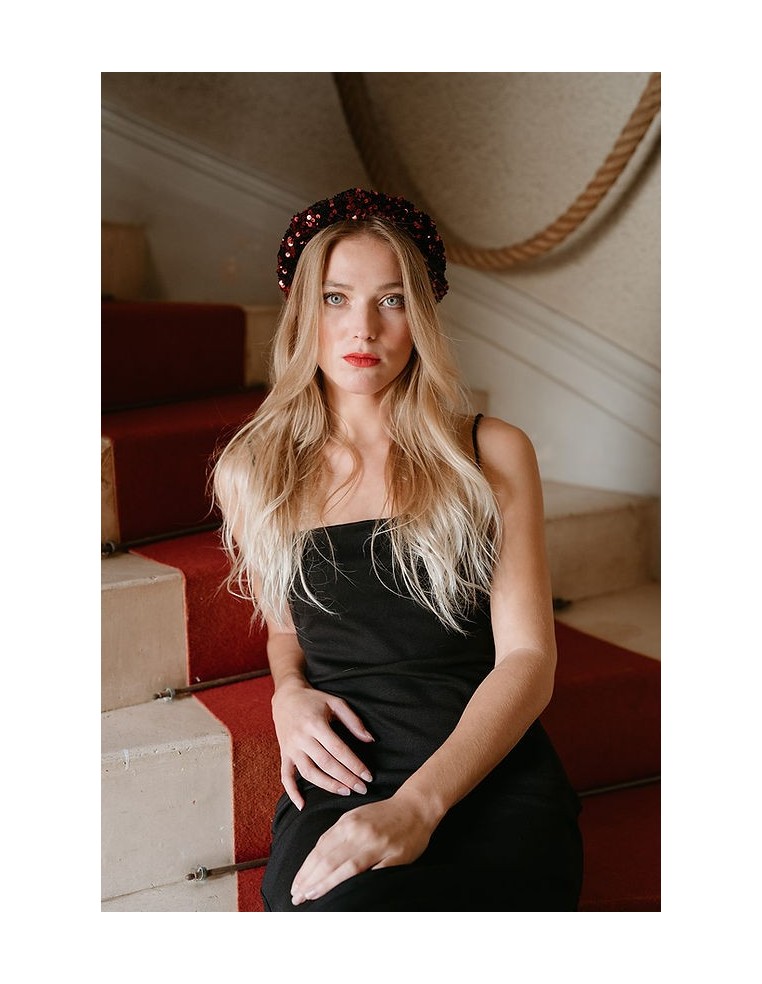 Serre tête sequins paillettes rouge L'Otarie Club - Comptoir Doré