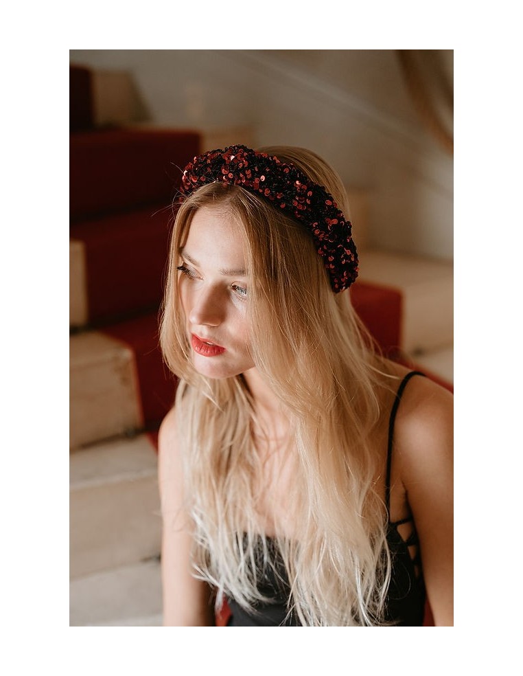 Serre tête sequins paillettes rouge L'Otarie Club - Comptoir Doré