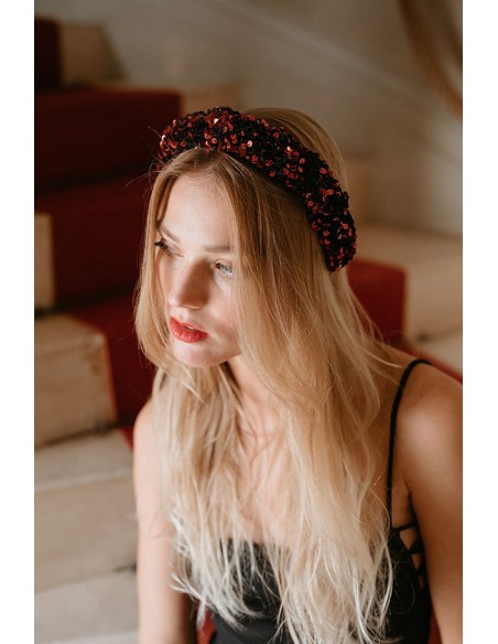 Serre tête sequins paillettes rouge L'Otarie Club - Comptoir Doré