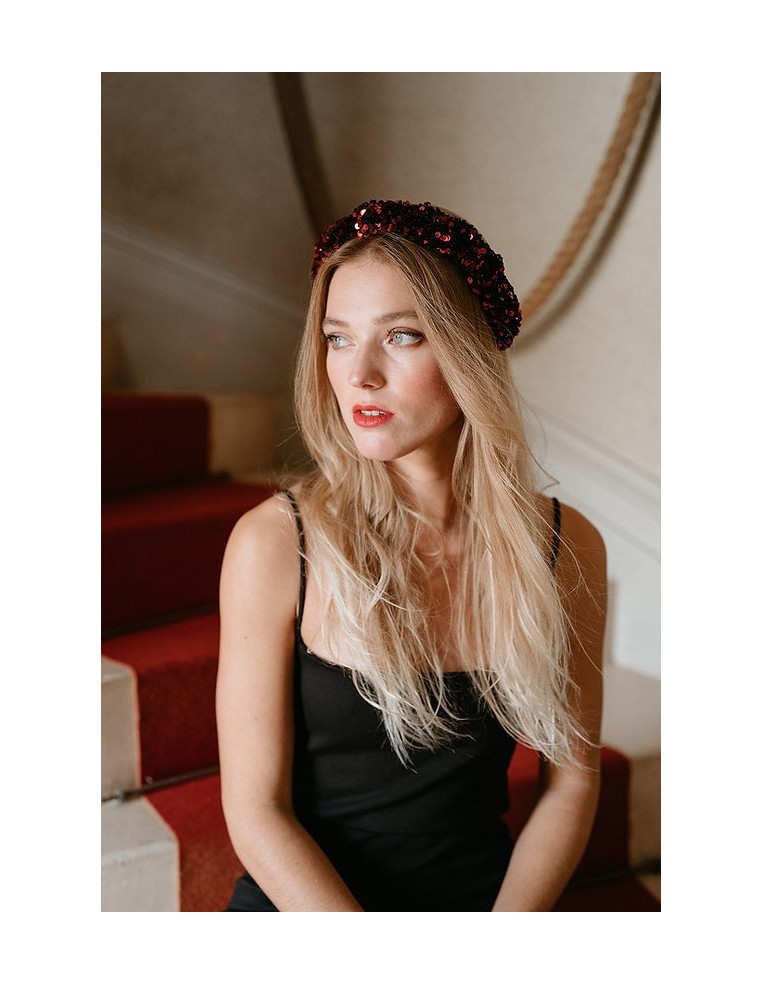 Serre tête sequins paillettes rouge L'Otarie Club - Comptoir Doré