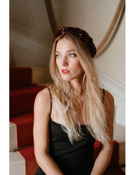 Serre tête sequins paillettes rouge L'Otarie Club - Comptoir Doré