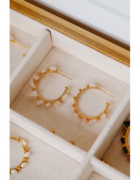 Boucles d'oreilles créoles perles Marion - Comptoir Doré - L'Atelier de Clotilde