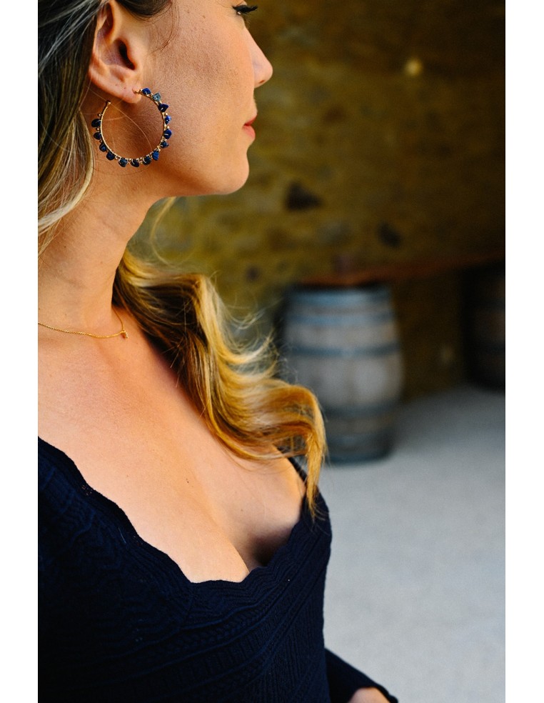 Boucles d'oreilles créoles perles Marion - Comptoir Doré - L'Atelier de Clotilde