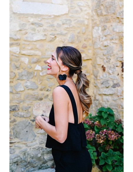 Boucles d'oreilles fleurs stabilisées hortensia noir - L'Atelier de Clotilde - Comptoir Doré