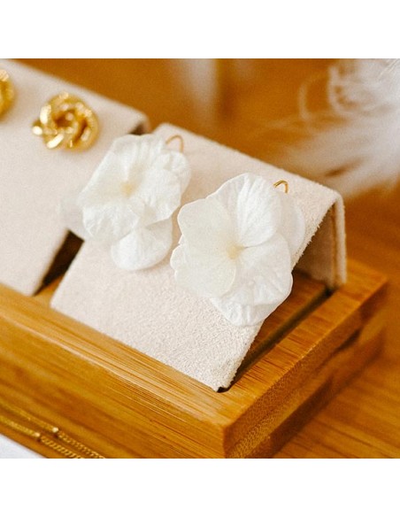 Boucles d'oreilles hortensia blanche - L'Atelier de Clotilde - Comptoir Doré