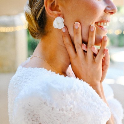 Boucles d'oreilles hortensia blanche - L'Atelier de Clotilde - Comptoir Doré 2
