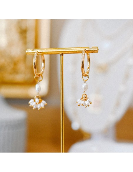 Boucles d'oreilles dorées perles Céline - Comptoir Doré - L'Atelier de Clotilde