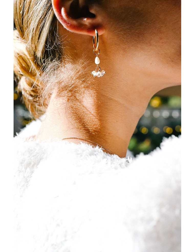 Boucles d'oreilles dorées perles Céline - Comptoir Doré - L'Atelier de Clotilde