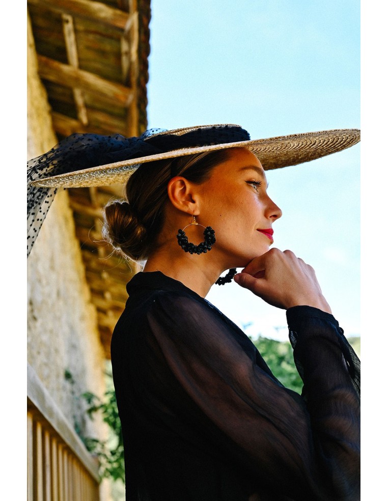 Créoles fleurs séchées noires - L'Atelier de Clotilde - Comptoir Doré