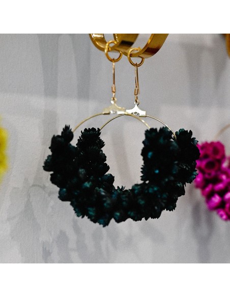Créoles fleurs séchées noires - L'Atelier de Clotilde - Comptoir Doré