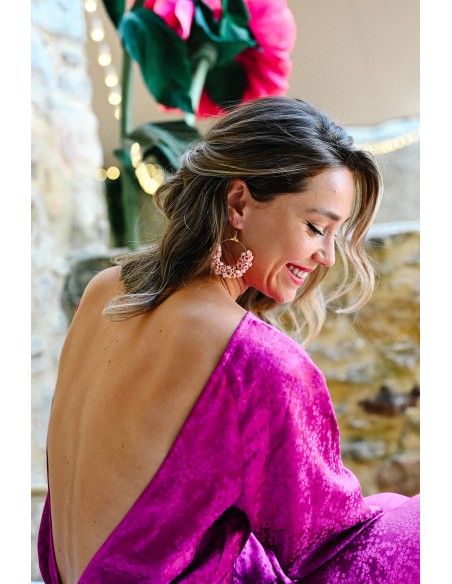 Créoles fleurs séchées rose pâle - L'Atelier de Clotilde - Comptoir Doré