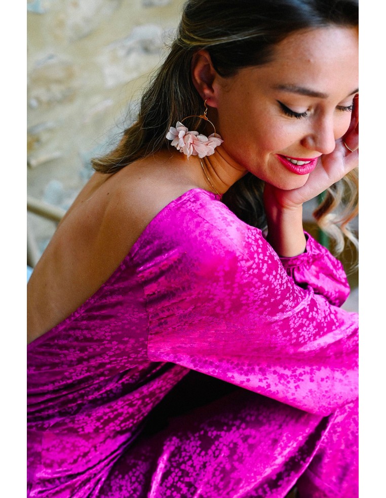 Boucles d'oreilles hortensias stabilisées rose pâle - L'Atelier de Clotilde