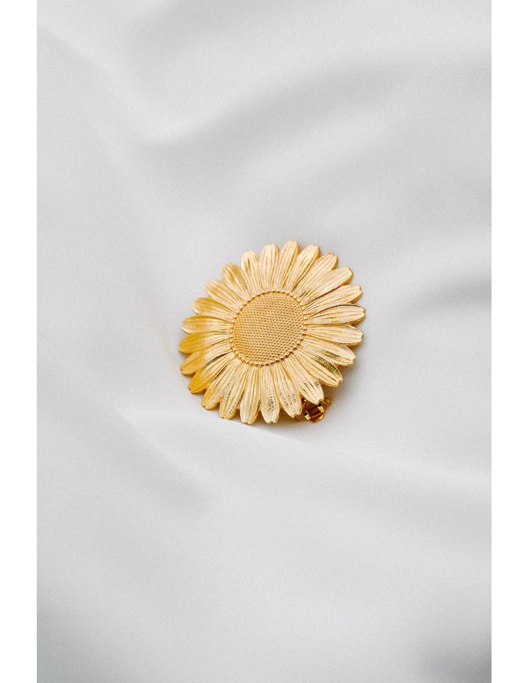 Barrette fleur marguerite dorée Margarita - Comptoir Doré