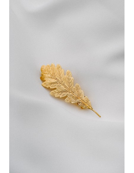 Barrette feuille chêne dorée Silvia - Comptoir Doré