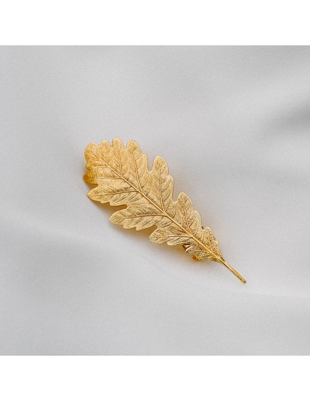 Barrette feuille chêne dorée Silvia - Comptoir Doré