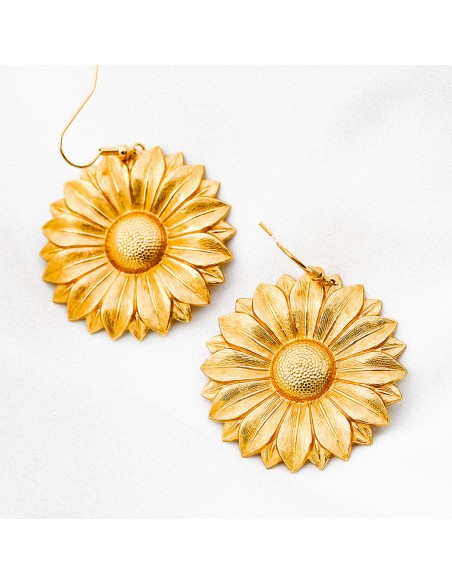 Boucles d'oreilles marguerites dorées Elisa - Comptoir Doré