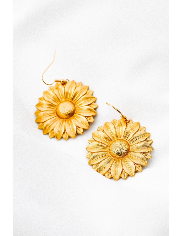 Boucles d'oreilles marguerites dorées Elisa - Comptoir Doré