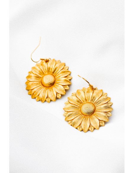 Boucles d'oreilles marguerites dorées Elisa - Comptoir Doré