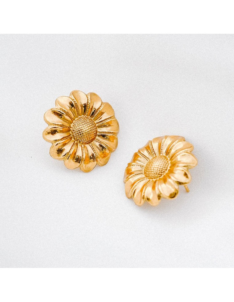 Boucles d'oreilles fleurs dorées Rosalie - Comptoir Doré