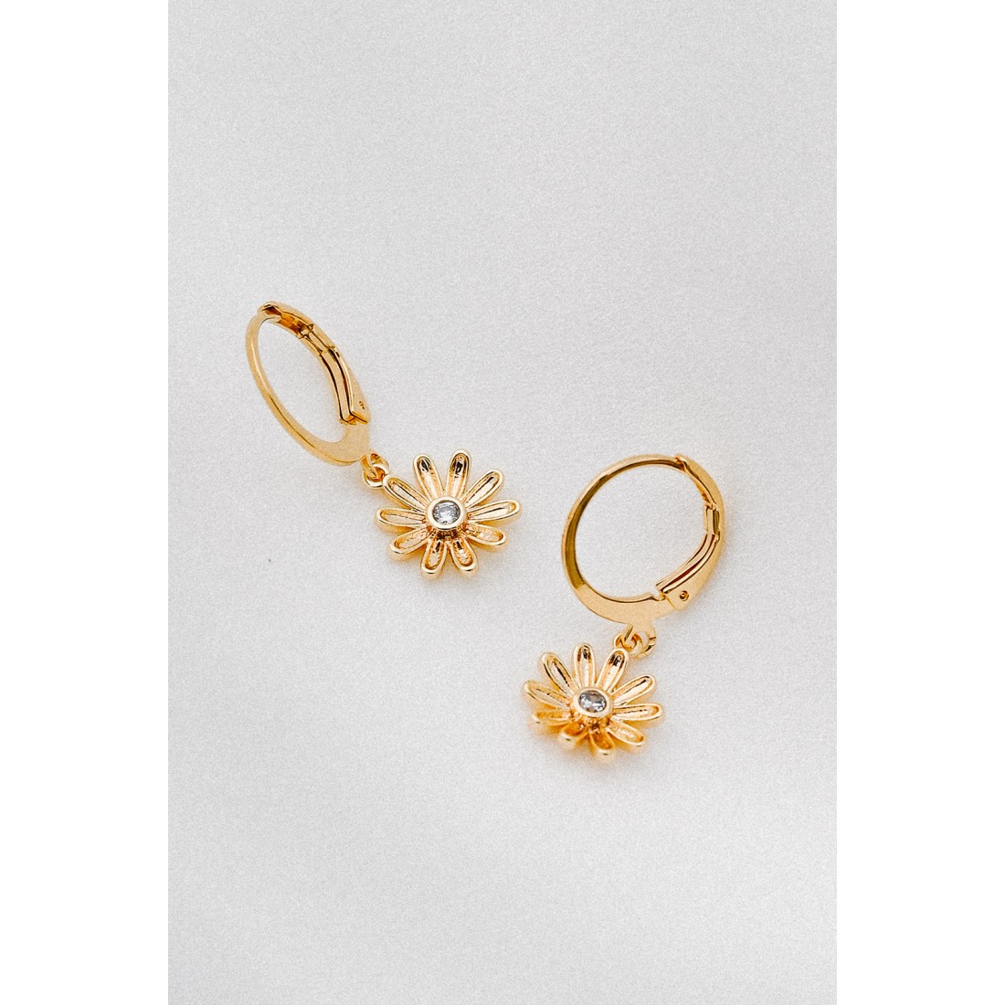 Boucles D’Oreilles Créoles Dorées IKITA Avec Pendentifs Fleurs Ajourées - Bijou Neuf Avec Étiquettes En Acier Inoxydable