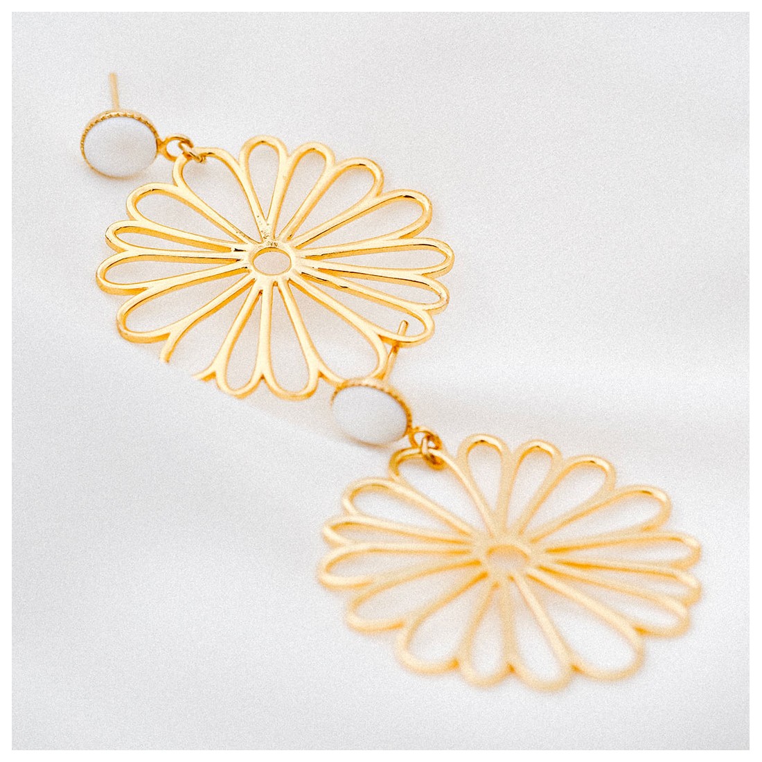 Boucles d'oreilles fleurs en or 14K